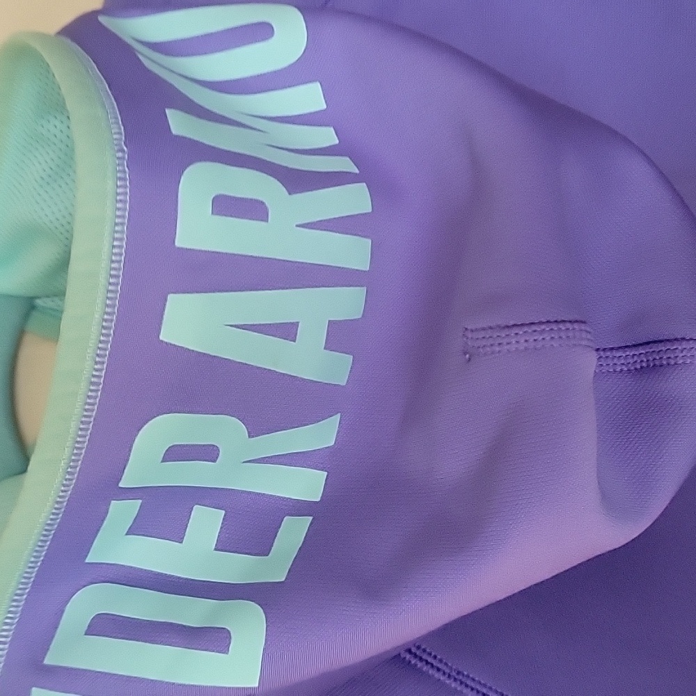 Under Armour Purple Pullover Hoodie with Aqua Logo - Picture 4 of 5